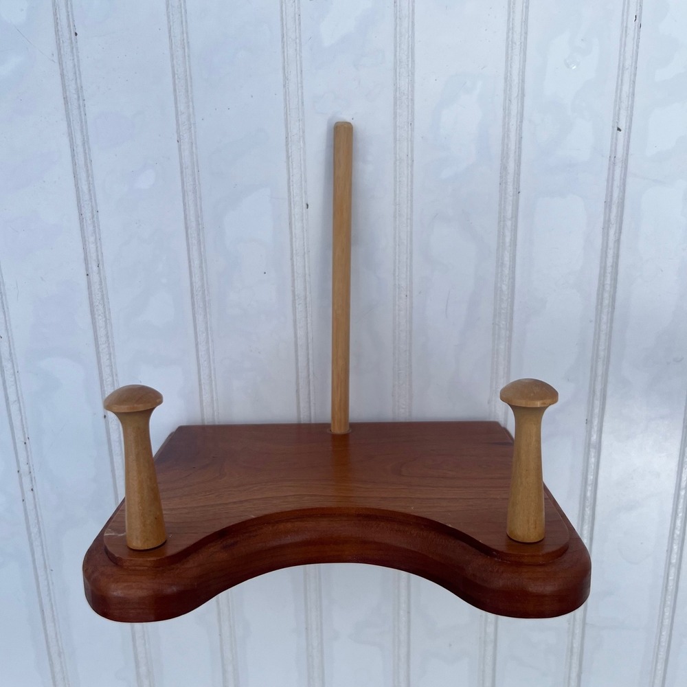 Vintage Wooden Display Rack Handcrafted Wood Yarn Spindle
